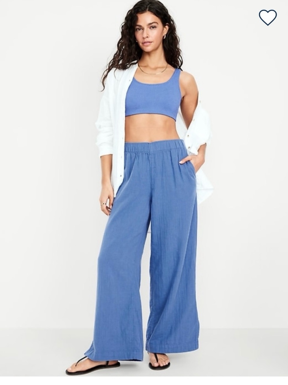 Wide leg linen pull on pants large